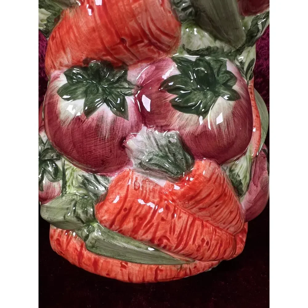 Vintage Ceramic Pitcher - Hand Painted 3D Vegetable Relief - World Bazaar Inc